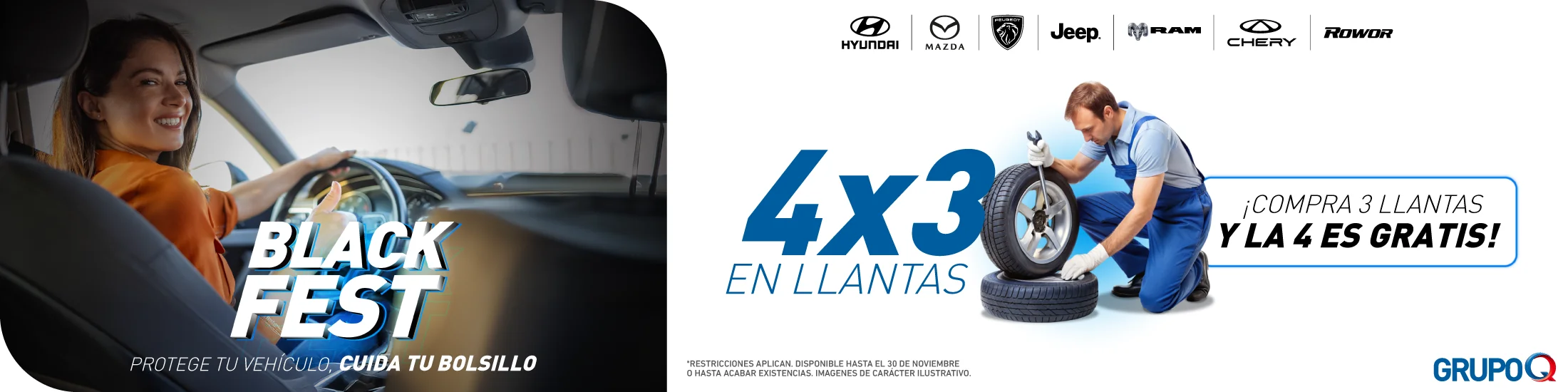 Black Fest (Compra 3 llantas y la 4 es Gratis) - Grupo Q